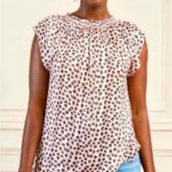Stella & Dot heart Cheetah Print Blouse size XL - Picture 1 of 5